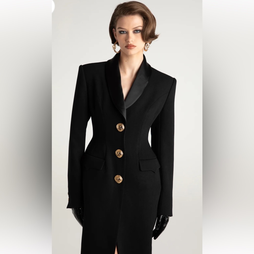 Nana Jacqueline Evie Long Suit Jacket (Black) size L - NWT - Picture 4 of 15